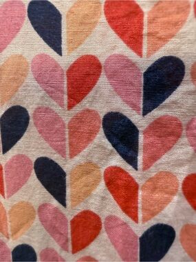 Jcp Women's Heart-Print Button Down Shirt Large in Pink & Navy